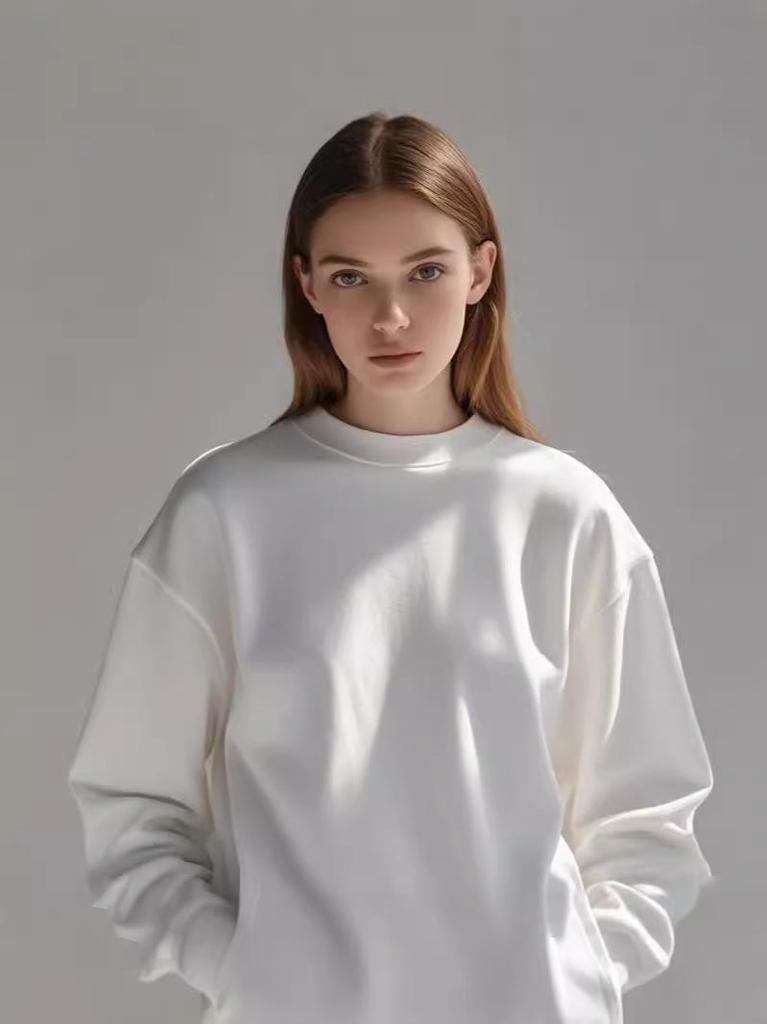 Trendy Versatile Cotton Long-Sleeve Hoodie - Basic White/Black for Autumn/Winter