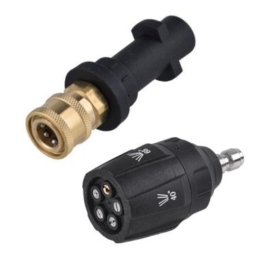 5 In 1 Rotating Turbo Adjustable Nozzle Tip and 1/4'' Quick Connect Fitting Pressure Washer Gun Adapter for Karcher K2 K3