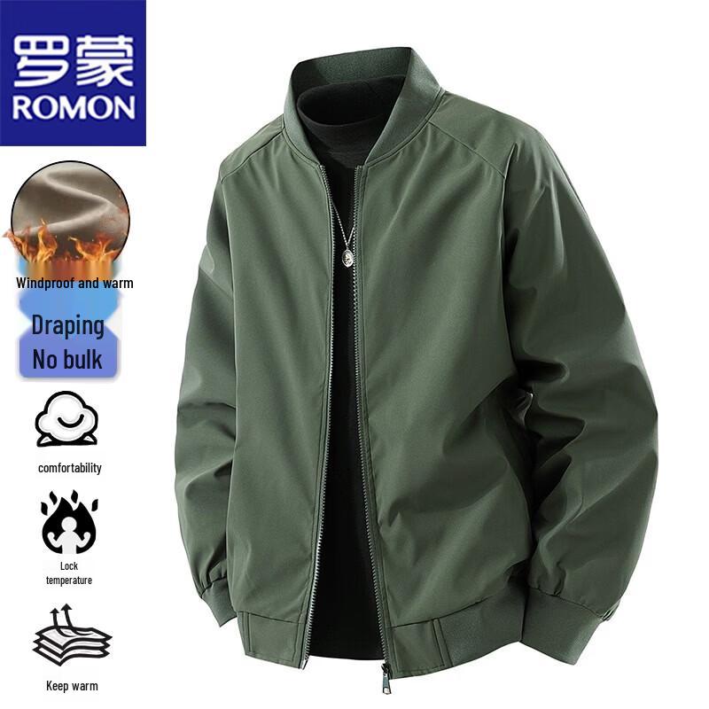 

ROMON Men s Plus Velvet Thickened Baseball Collar Jacket XL