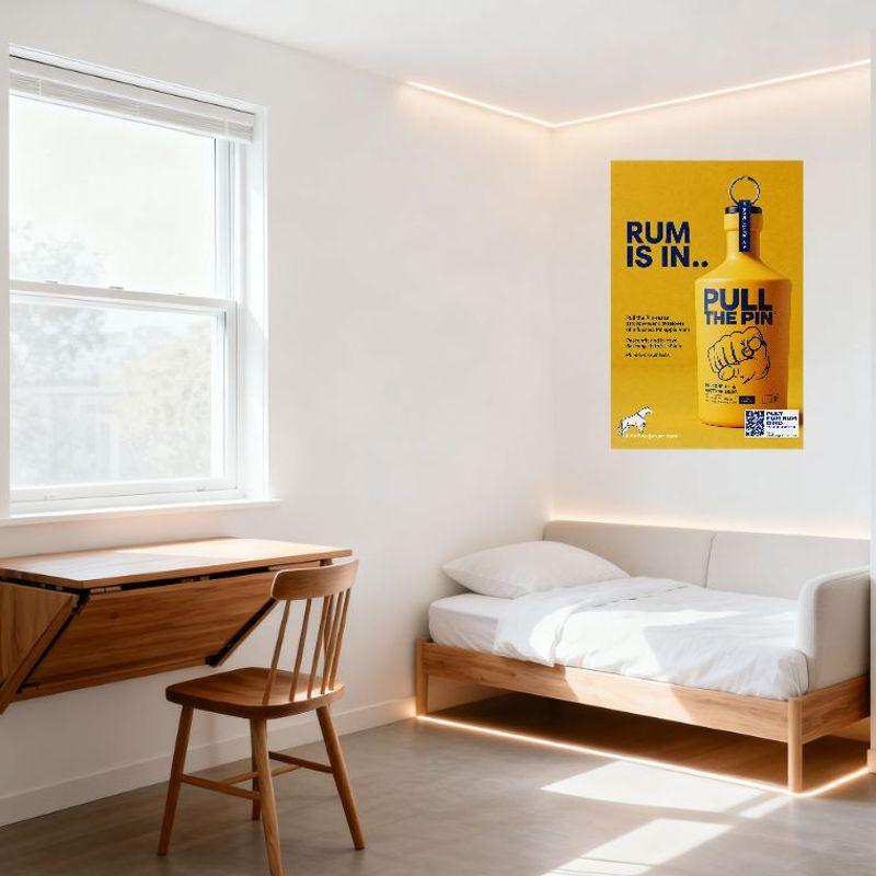 Vibrant Pull the Pin Rum Infused Pineapple Rum Bacardi Amaroalot Tin Sign - Retro Style Metal Poster for Bar Cafe Man Cave Home