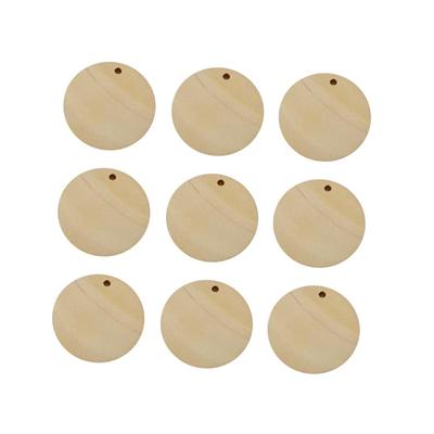 ULDIGI 50pcs Circle Labels, Wooden Tags, Wood Jewelry Chips, 7-Disc Wood with Holes, Charms, DIY Pendants, Wooden Charms