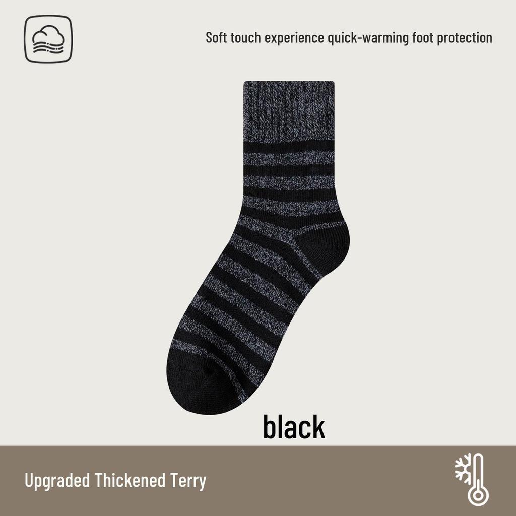 Men's Mid-Calf Thick Terry Socks - Warm, Odor-Resistant & Breathable for Autumn/Winter
