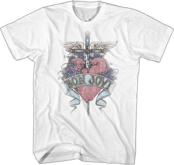 Bon Jovi Official New Men039;s T-Shirt Pierced Heart Tour in White Cotton  SM5XL Unisex T-Shirt S