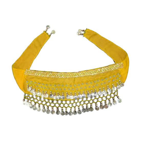 

Костюм для танцев с собакой, поясная цепочка, занавеска для ягодиц, одежда для питомцев, блестки, реквизит для танца живота, щенок, трясущийся на бедрах, шарф для Хэллоуина, страстный аксессуар жёлтый