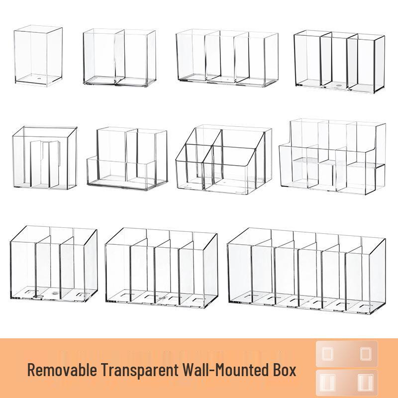 Transparent Wall-Mounted Mirror Cabinet for Bathroom Cosmetics and Lipstick Storage