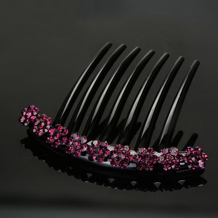 Korean Style Rhinestone Flower Hair Comb - Seven-Tooth Large Hairpin Accessory