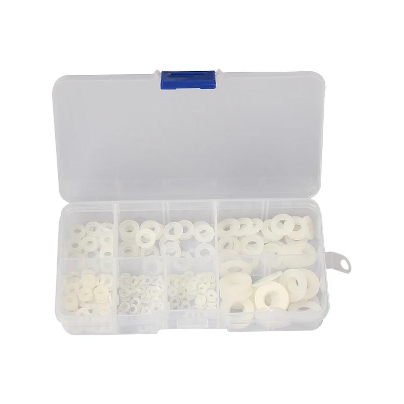 250PCS Nylon Washers M2 M2.5 M3 M4 M5 M6 M8 Nylon Washers Plastic Insulation Spacers Seals Black White Set Gasket Ring Kit