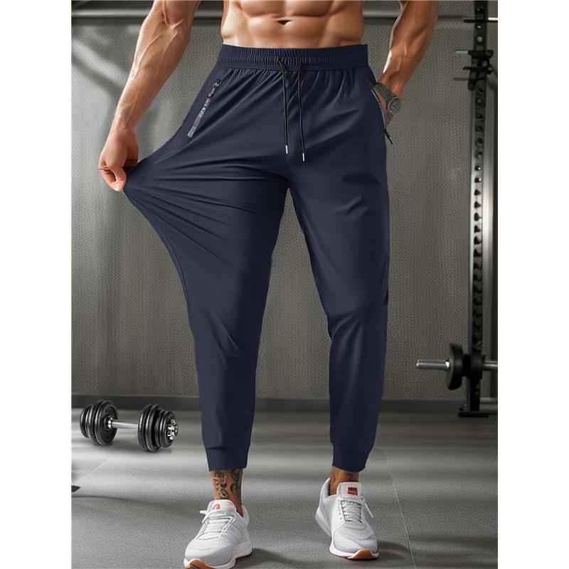Men's Summer Nylon Ice Silk Trousers Men's Thin Breathable Large Size Casual Stretch Trousers Flat-footed Quick-drying Pants