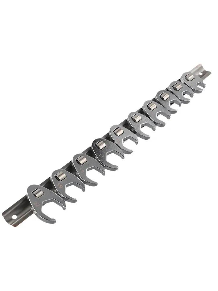 10Pcs 3/8Inch Drive Crowfoot Wrench 10 To 22mm Metric Chrome Plated Spanner For Loosening Or Fastening Nuts And Bolts Hand Tool