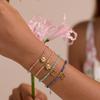 GEMCHIC Women's Geometric Beaded Bracelet with Gold Disc Charm, Adjustable String Bracelet for Daily Wear