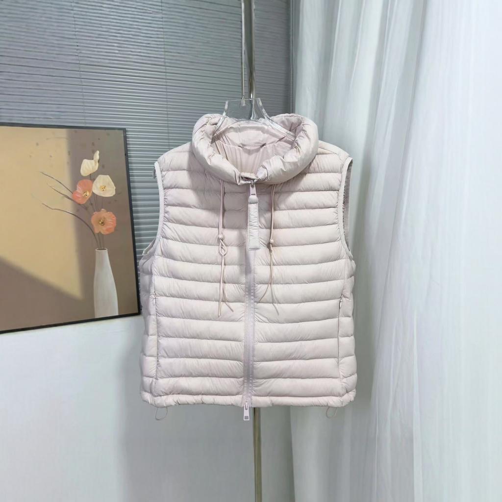 New white duck down down vest women's light stand-up collar hooded ribs pattern thermal vest wear vest