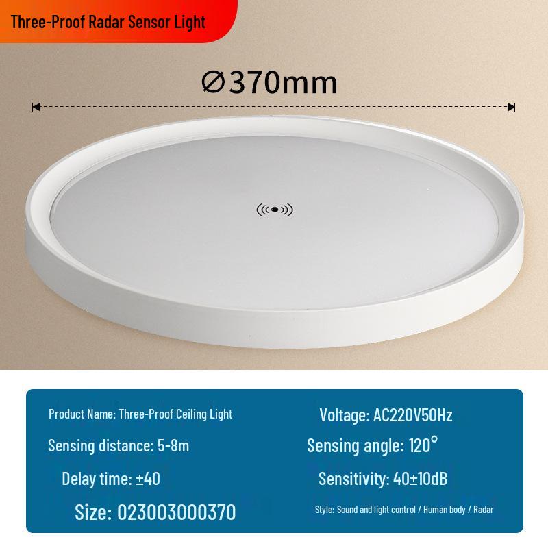 Ultra-Thin LED Radar Ceiling Light with Motion Sensor for Stairwell and Hallway