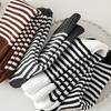 Cotton Short Socks Women's Black White Striped Breathable and Sweat Absorbent Fashion Sports Socks