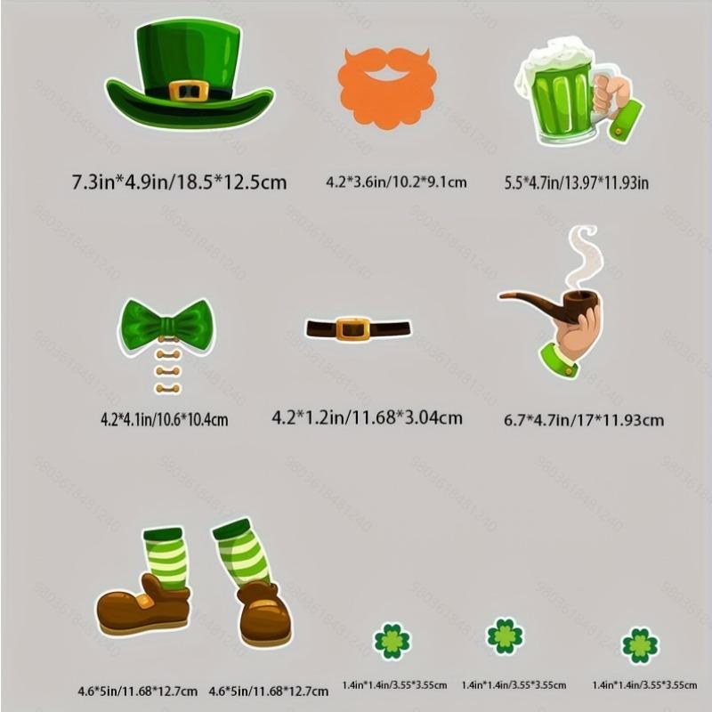 

11pcs St. Patrick’s Day Fridge Magnets Set, Shamrock & Rainbow Decor for Refrigerator, Office, Metal Surface, Holiday Decor