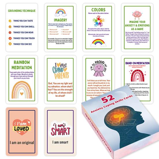 52 Anxiety Coping Skills Card Planner Stress Relief Teens Adults Mental Health Therapy Mindfulness