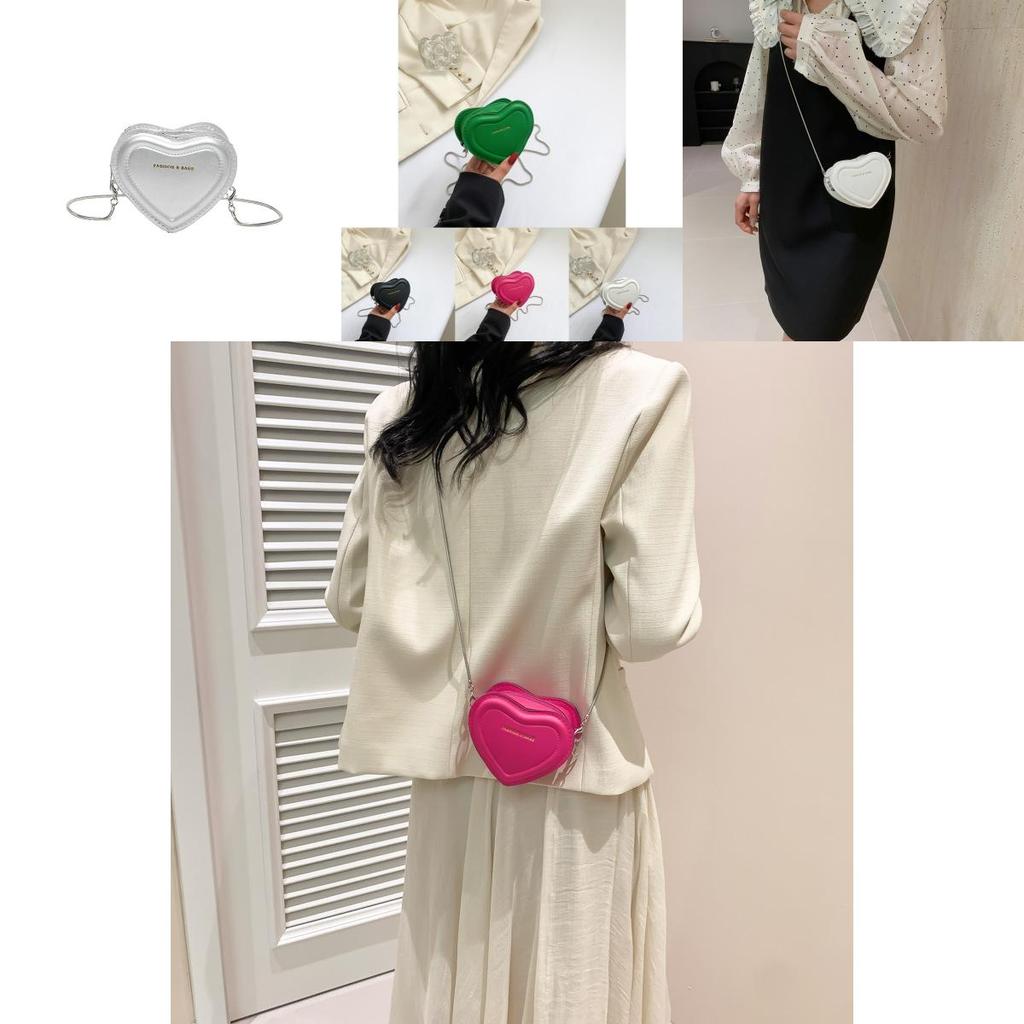 Cute And Stylish Heart-shaped Crossbody Bag For Women With Trendy Pu Material And Chic Ins Look