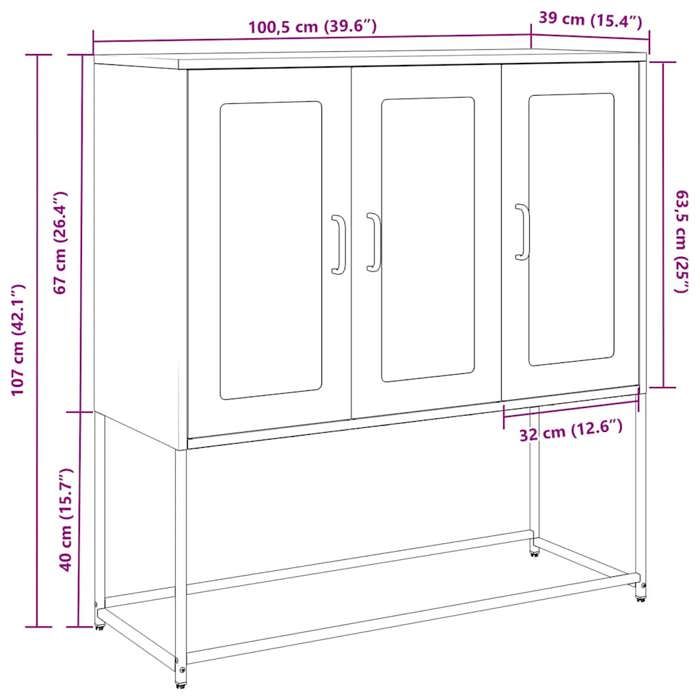 VidaXL Olive Green Buffet 100.5x39x107 Cm Cold-Rolled Steel, Storage Cabinet, Kitchen Storage Cabinet, Furniture 853408