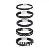 Mens Leather Braided Magnetic Multi-Layer Bracelet Set Geometric Style Unisex Handmade Jewelry