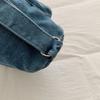 Vintage Denim Tote Bag Multi-Pocket Commuter Shoulder Crossbody Bag