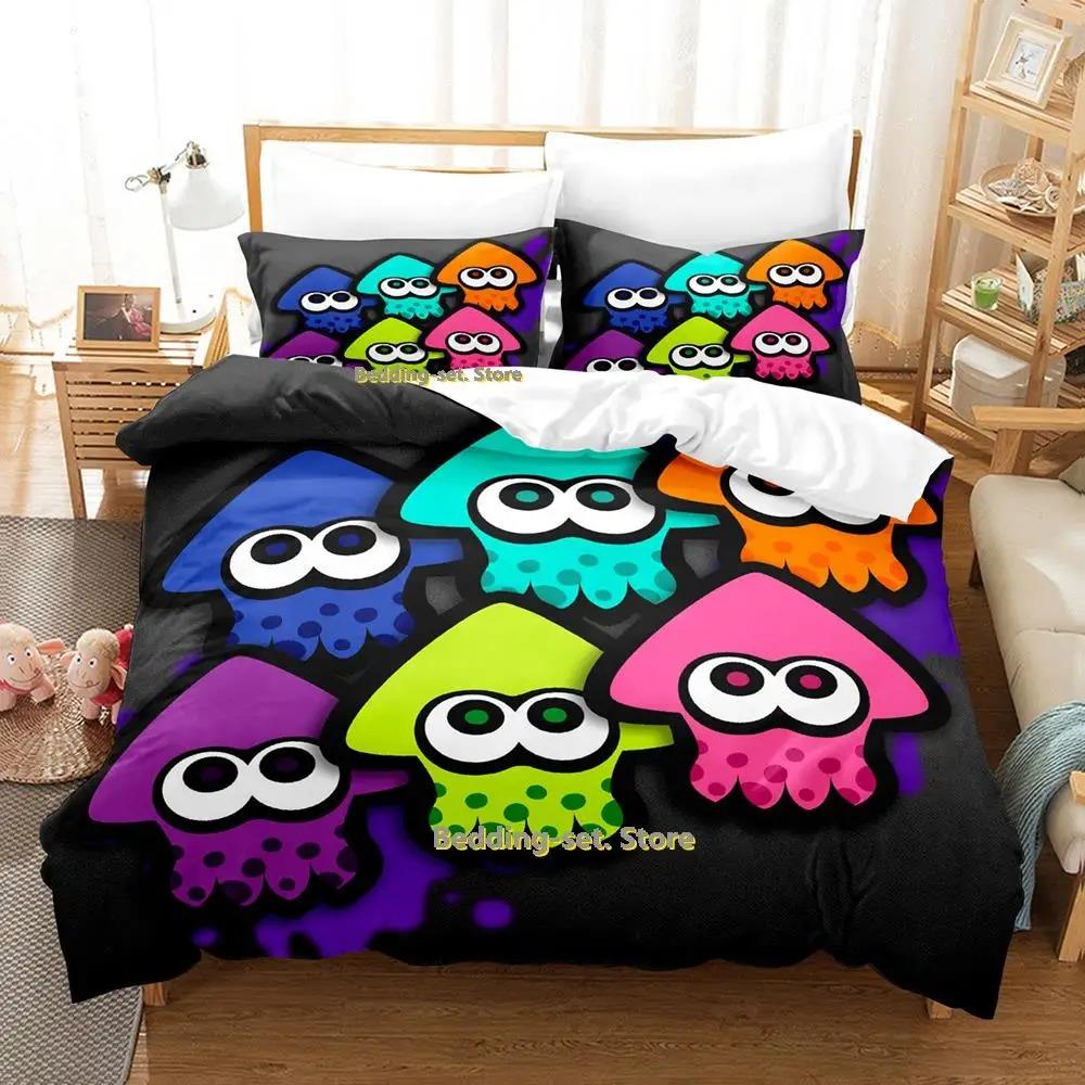Cartoon Octopus Bedding Set Single Twin Full Queen King Size Bed Set Adult Kid Bedroom Duvetcover Sets Anime Parure De Lit Bed