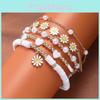 Ensemble de Bracelets Cœur avec Fleurs de Pâquerettes Géométriques Perles Pour Femmes Accessoires de Mode Cadeau