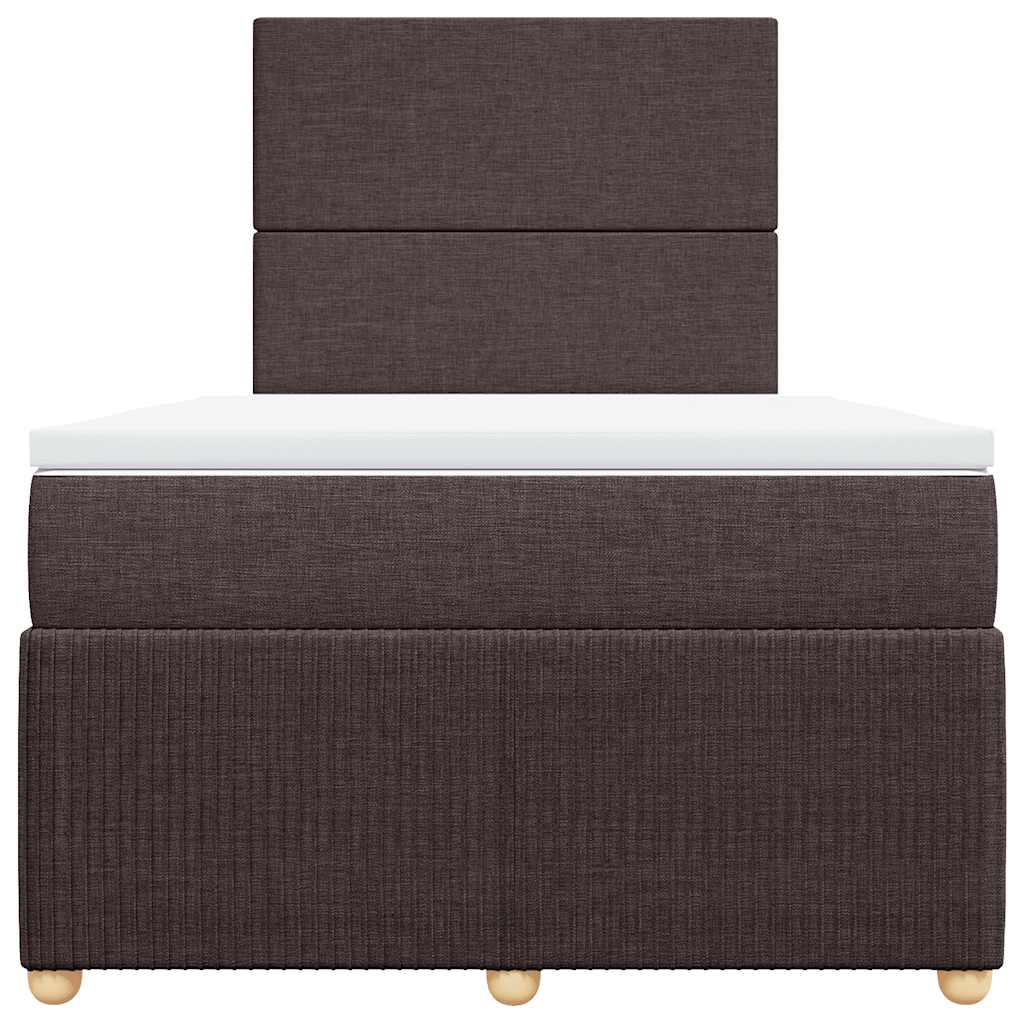Box Spring Bed with Mattress Dark Brown 120 X 200 Cm Fabric