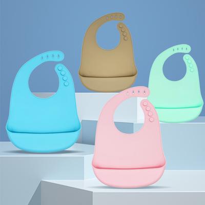 Dětské silikonové bryndáčky Miminka Vodotěsný bryndáček Jednobarevná Dívka Chlapeček Nastavitelný měkký silikonový bryndáček Dětské krmení Novorozenec