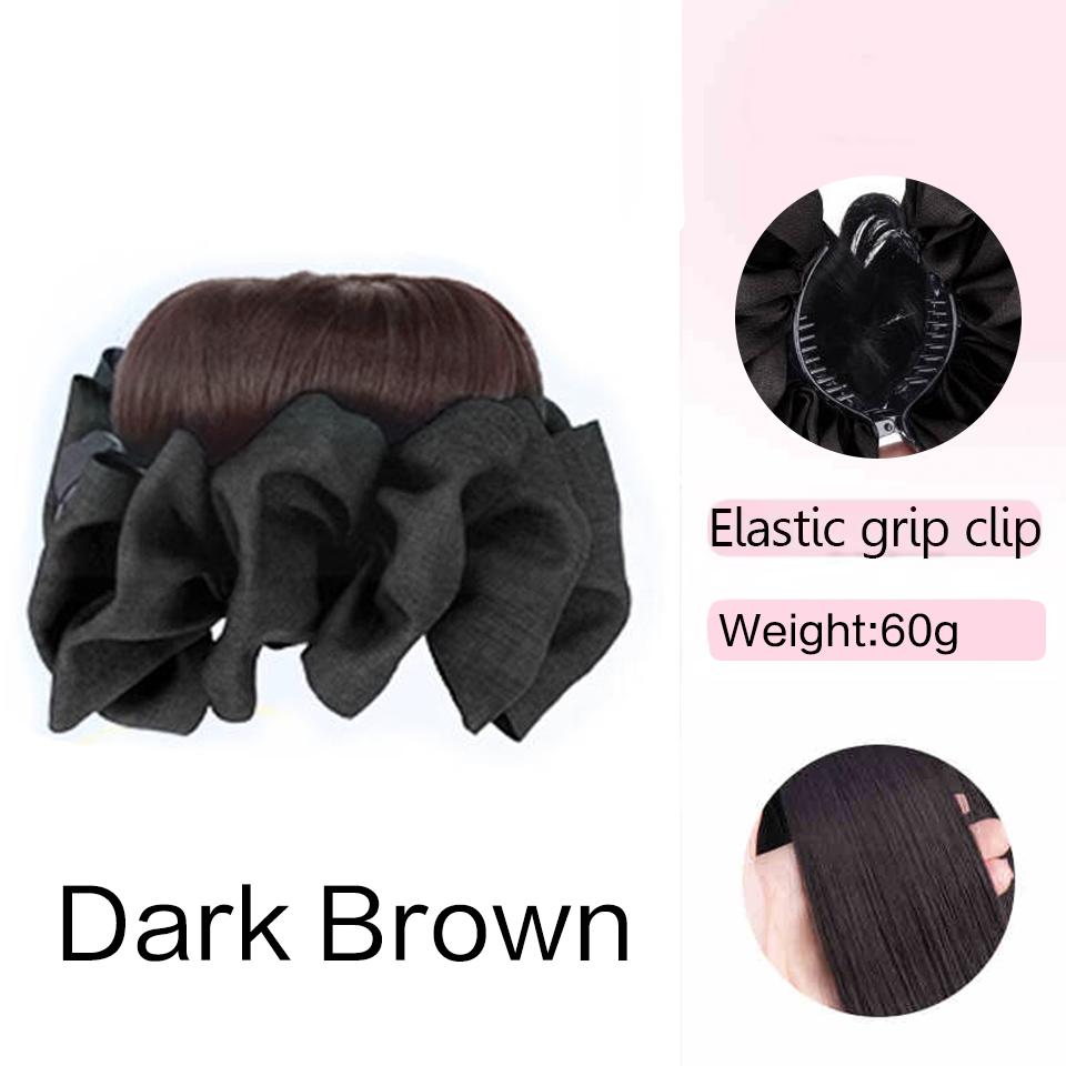 Synthetic Bow Hair Clip Chignon Messy Bun Claw Clip in Hair Piece Wavy Curly Hair Bun Ponytail Extensions Scrunchie Hairpieces for Women