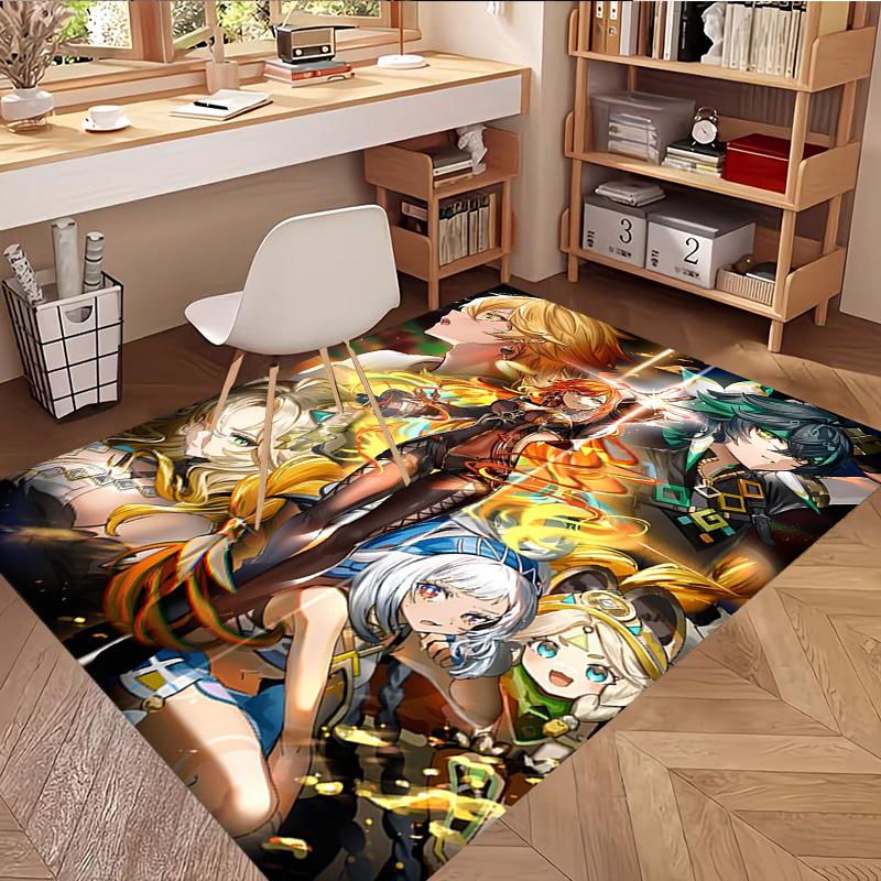 Genshin Impact Print Rug, Washable Floor Carpet, For Entryway Dorm Laundry Room Office Study, Home Decor Birthday Christmas Gift