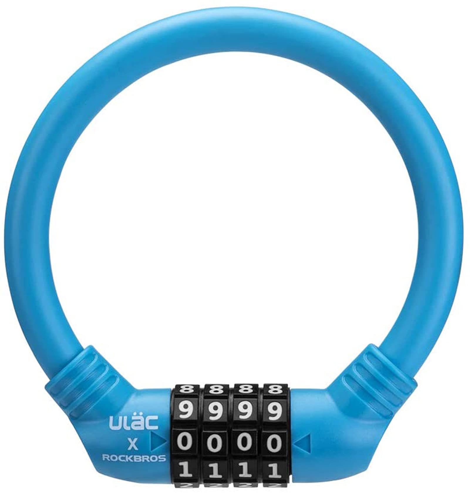 

ULAC Bicycle Cable Lock for Cross 12mm 3 PIN Code Bikes, Lightweight, Diameter, Anti-Theft, Durable, Cut-Resistant, Colors, 4-Digit синий
