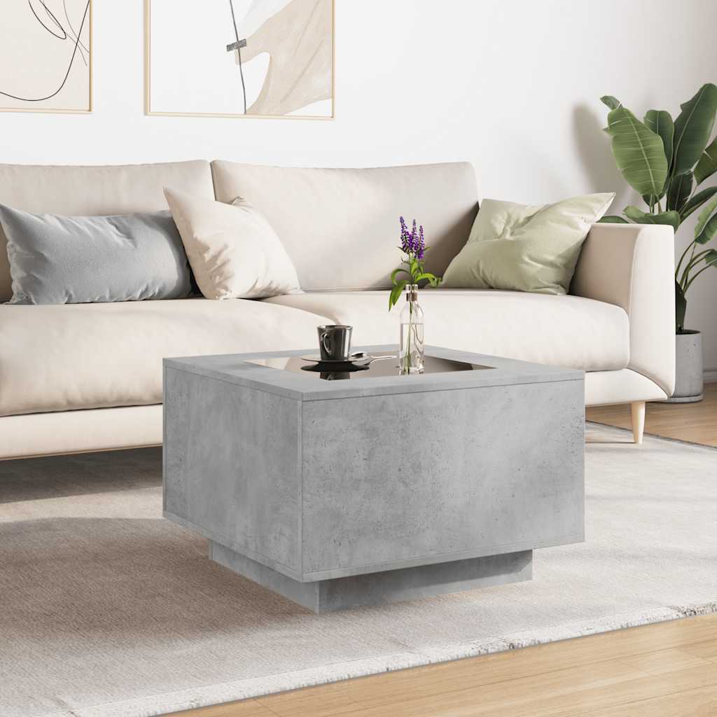 LED Coffee Table Concrete Grey 60 x 60 x 40 cm Particleboard