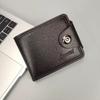 Solid Color Two Fold Purse Waterproof Card Wallet Business Male Zipper Coin Pocket  Daily Use