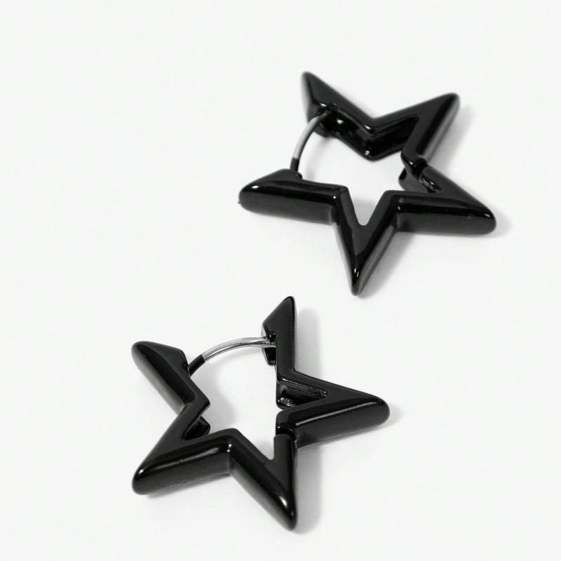 1pair Fashionable Star Design Hoop Earrings for Women for Daily Decoration