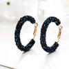 Vrouwen Strass Ingelegd Geometrische Grote Ronde Drop Hoop Oorbellen Sieraden Cadeau