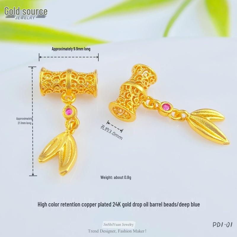 24K Gold Zircon Large Hole Spacer Beads - High Retention Copper Plated Barrel Flower Crown for DIY Bracelets