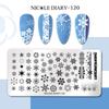 NICOLE DIARY Leaves Flower Nail Art Stamping Plates Drawing Template Geometric Stripe Line 3D Image Stencil Mold Printing Tools