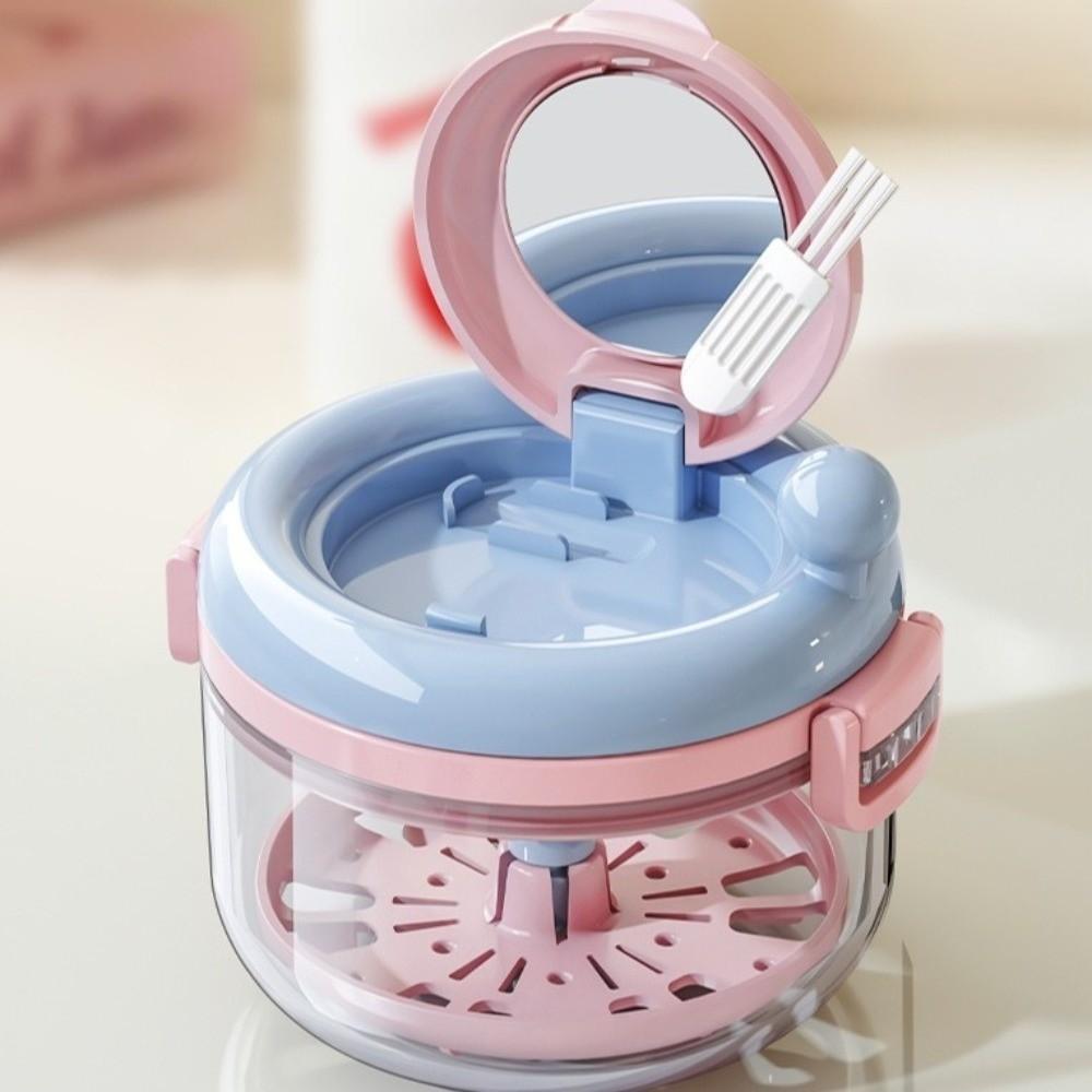 2-in-1 Denture Cleaning Box Hand Cranked Braces Storage Box Orthodontic Retainer Box  Travel Use
