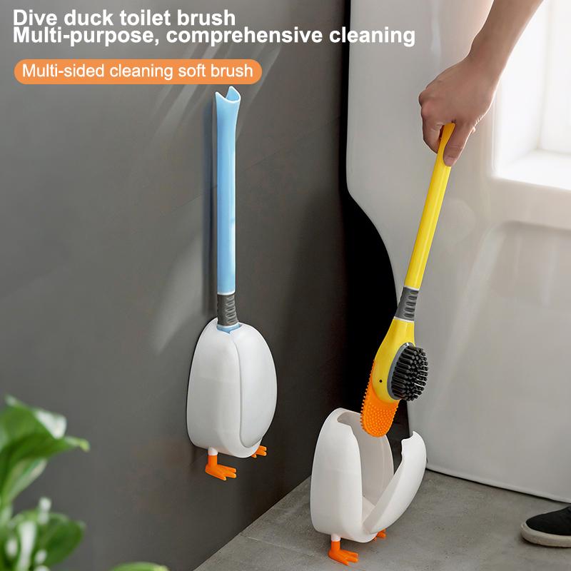 Toilet Brush Silicone Brush No Punching Toilet Cleaning Toilet Wall Hanging Cleaning Bathroom Accessories Toilet Set Accessories