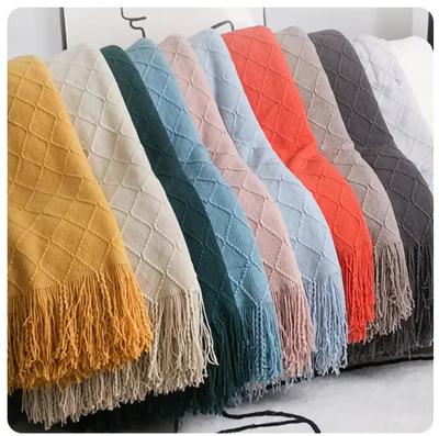 Pătură TV tricotată nordică, decor pentru capătul patului, șal, canapea, pătură cu ciucuri, eșarfă, emulare canapea, pătură din fleece, aruncă