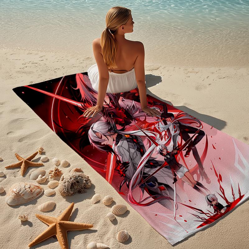 Proof Beach Towel with a Genshin Impact Characters Pattern - Soft,absorbent,quick-drying,machine Washable - Perfect for Swimming,camping,bathing