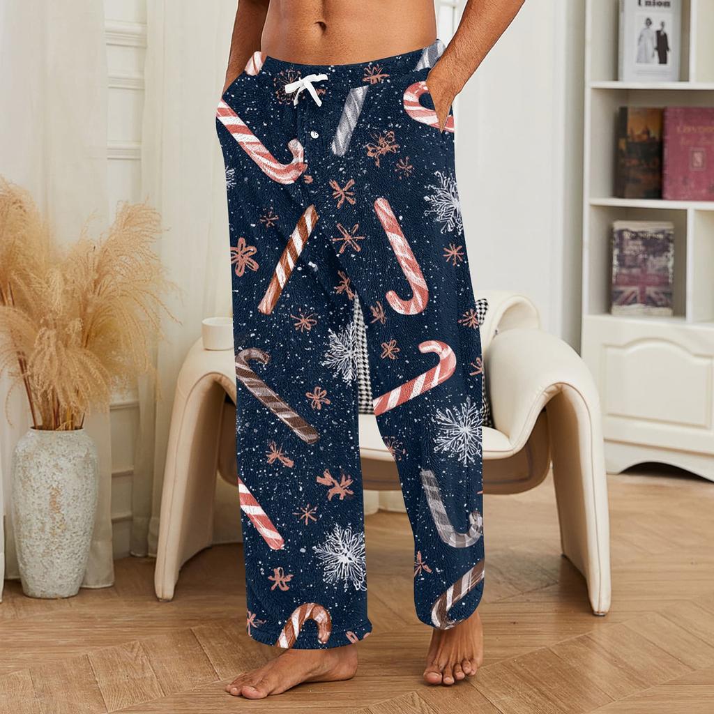 Herren Weihnachts-Print Hose Lässige Nachtwäsche Pyjamahose