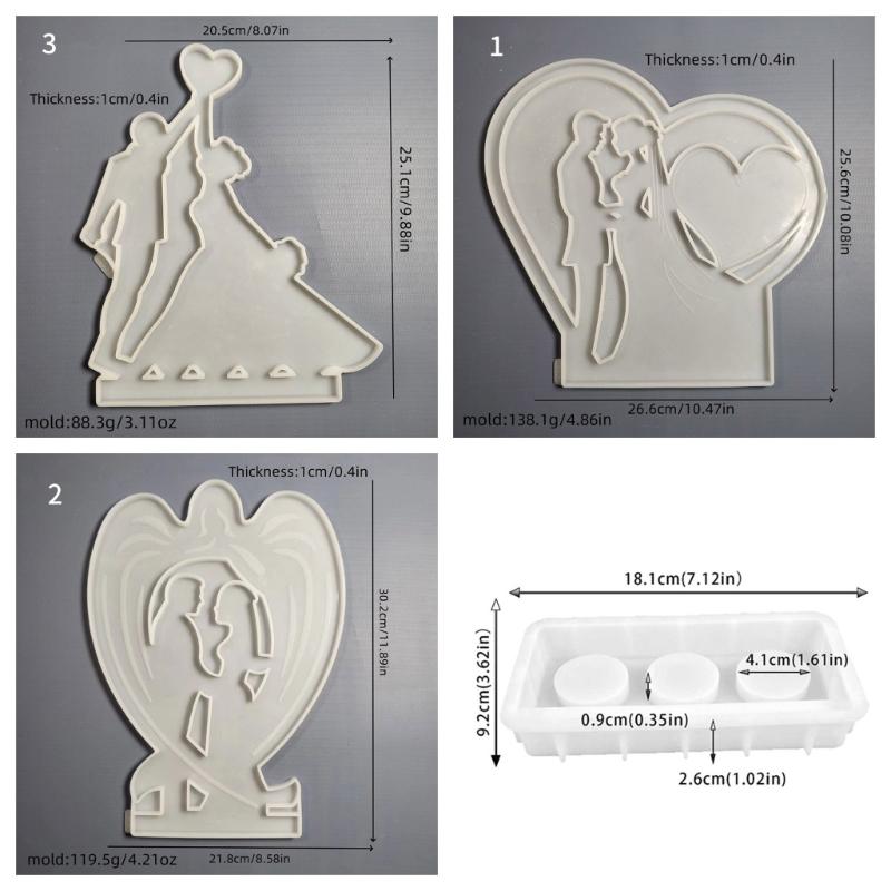 3D Candlestick Silicone Mold Couple Love Heart Candle Base Molds Gypsum Candle Holder Mould Home Decorations Moulds