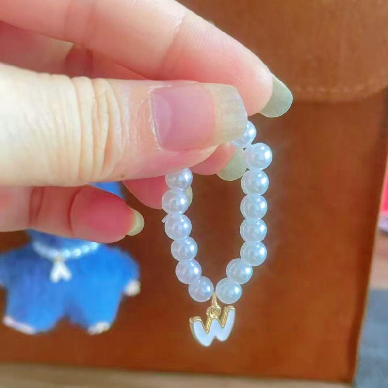 Mini Labubu 4th Gen Pearl Necklace with 26 Letter Pendant and Pendant Accessories for Doll Clothes