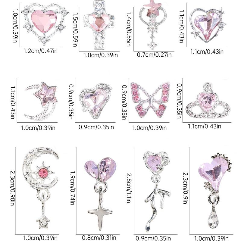 WTEMPO 24PCS Mixed Colorful Nail Charms Elegant Mini Nail Art Decorations Kit Arious Pattern Designs DIY Crafts Making Supplies Like Phone Cases Bags