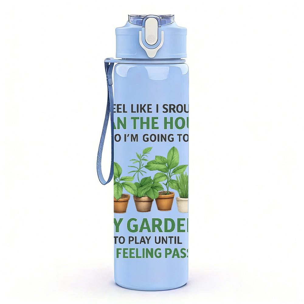 1PC My Garden Plant Quote Text 750ml Color Plastic Sports Water Bottle Leakproof Flip Straw Lid Suitable for Sports Office Home Use