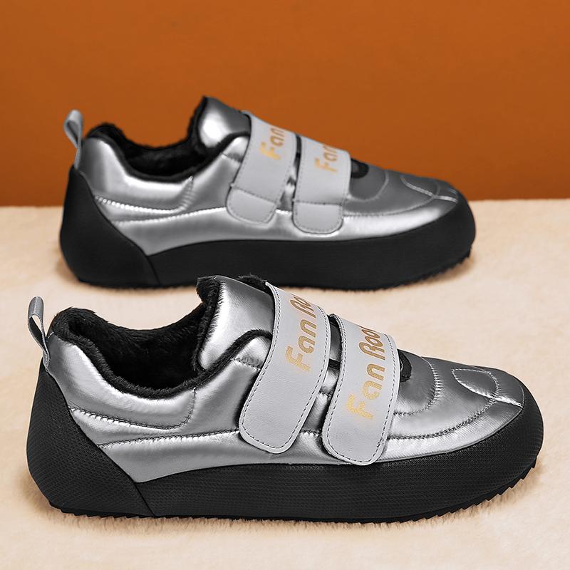 Fashion Black Sneaker Casual Men Designer Winter Plush Snow Shoes Fashion Down Upper Increased Internal Flat Platform Cotton Shoes Gray