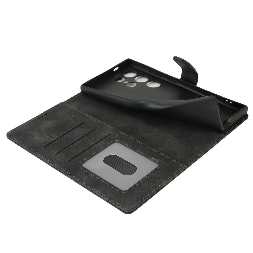 For Samsung Galaxy S23 Ultra Wallet Case Double Folded Edge Skin Touch PU Leather Flip Phone Cover