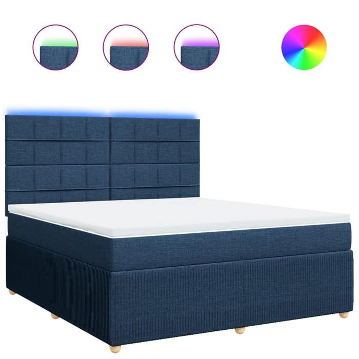 VidaXL Sommier à lattes de lit avec matelas Bleu 180x200 cm Tissu 3294441