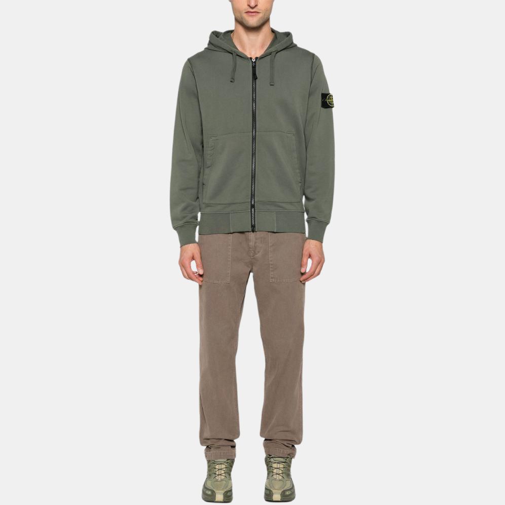 STONE ISLAND Giacca con cappuccio e zip a maniche lunghe con patch logo da uomo Verde 811564251-V0059