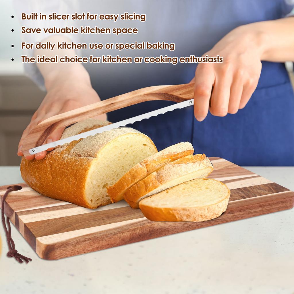 1/2 Pcs Bread Cutter and Board Set Manual Bread Slicer Bow Breads Cutter Baguette Slicing Knife for Baking Kitchen Accessories